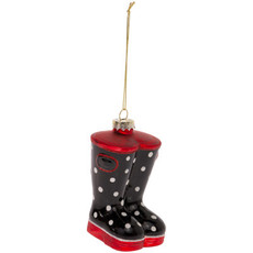 Glass Polka Dot Boot Ornament