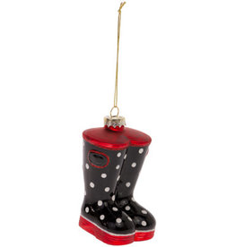 Glass Polka Dot Boot Ornament