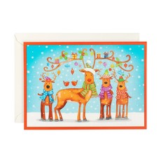 Caspari Decorated Reindeer Christmas Card Box