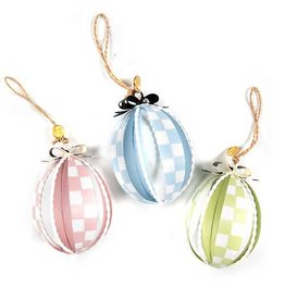 Mackenzie-Childs Florabunda Cutwork Egg Ornaments Set 3