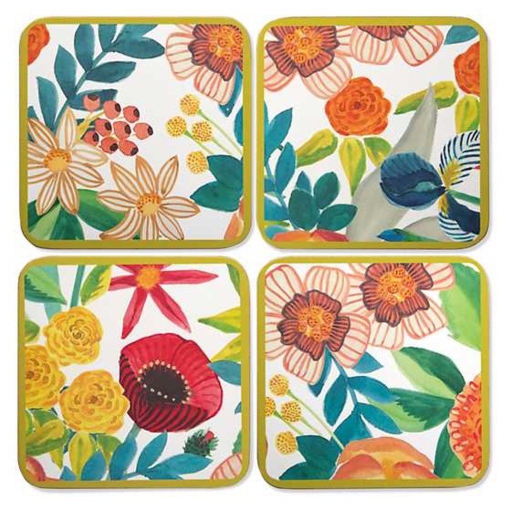 Mackenzie-Childs Kira's Garden Cork Back Coasters - Set of 4
