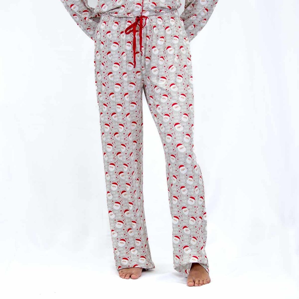 Cheerful Santa Sleep Pants Light Gray/True Red-XL