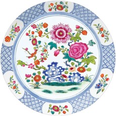 Caspari Chinese Floral Porcelain Round Paper Placemats - 12 Per Package