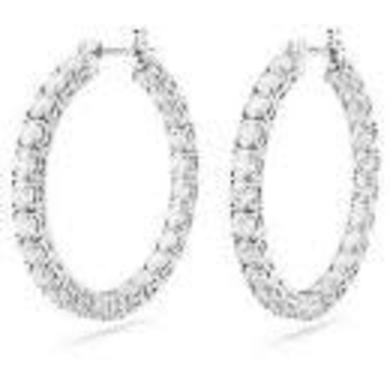 Swarovski Matrix hoop earrings, Round cut, White, Rhodium plated