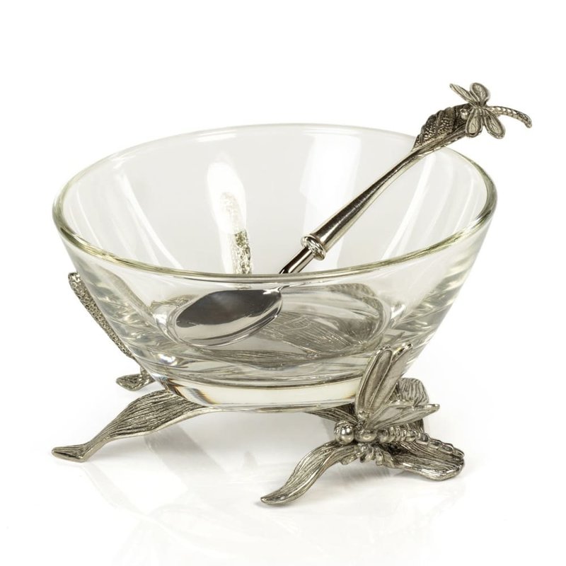 Zodax Dragonfly Pewter/glass Bowl