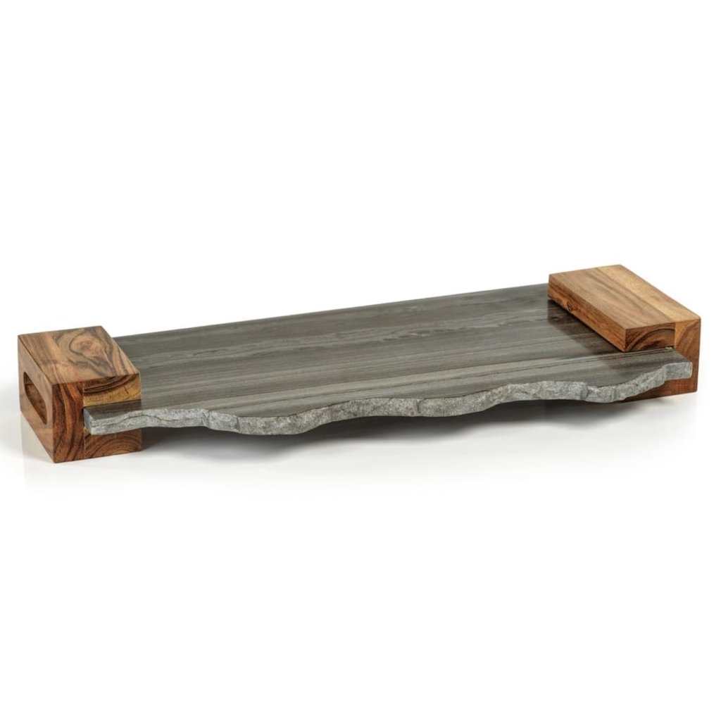 Zodax Nairobi Grey Marble Tray w/handles