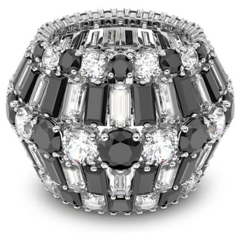 Swarovski Hyperbola Cocktail Ring, Black, Rhodium plated