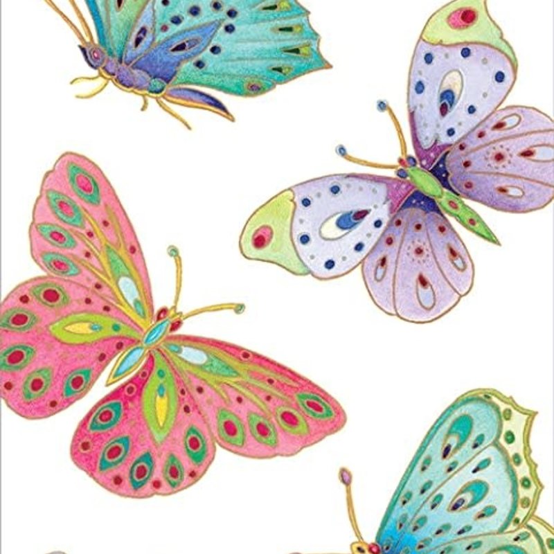 Caspari Butterflies Bright Guest Towel Napkins