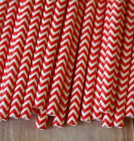 Cocktail Straw Scarlet Chevron/25pk