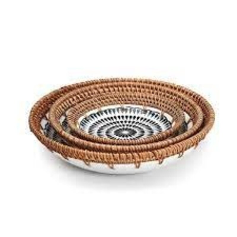 Bowl, Hand Woven, Blue & White, Set of 3