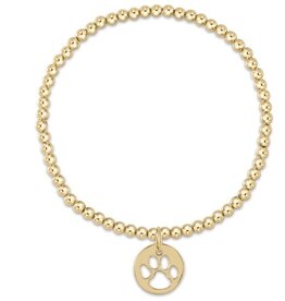 ENewton Design Classic Gold 3mm Bead Bracelet Paw Print Gold Disc