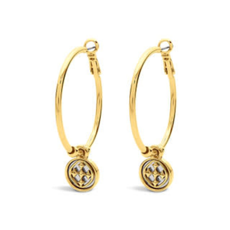 Linked Medallion Hoop Earrings | Gold