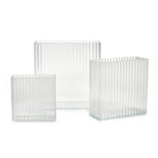 Ribbed Windows Square Vases, Set of 3