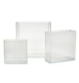 Ribbed Windows Square Vases, Set of 3