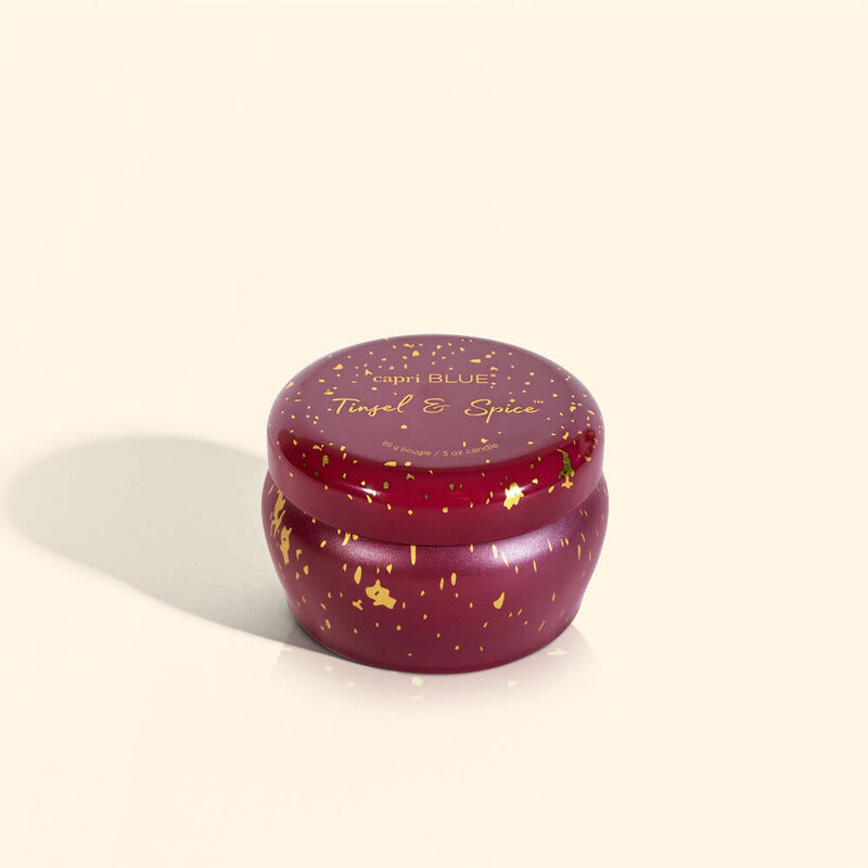 capri BLUE Tinsel & Spice Glimmer Mini Tin Candle