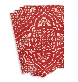 Caspari Annika Red Paper Linen Guest Towel Airlaid Die Cut
