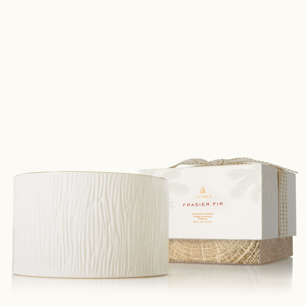 Thymes Frasier Fir Gilded Ceramic Poured Candle 3-wick