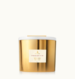 Thymes Frasier Fir Gilded Poured Candle, 3-wick Gold