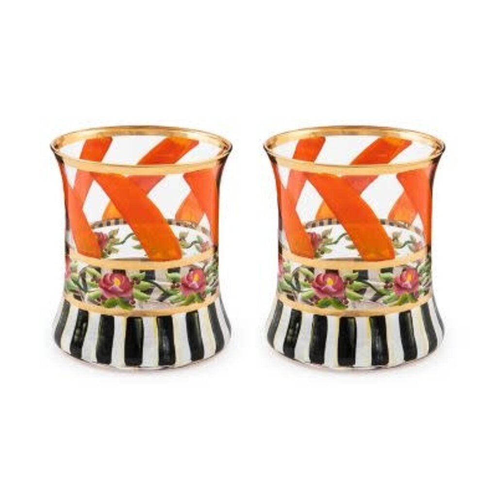 Mackenzie-Childs Maypole Apricot Tumbler Glass, set of 2
