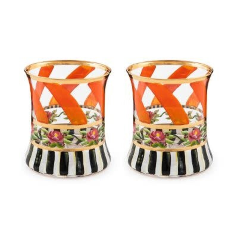 Mackenzie-Childs Maypole Apricot Tumbler Glass, set of 2