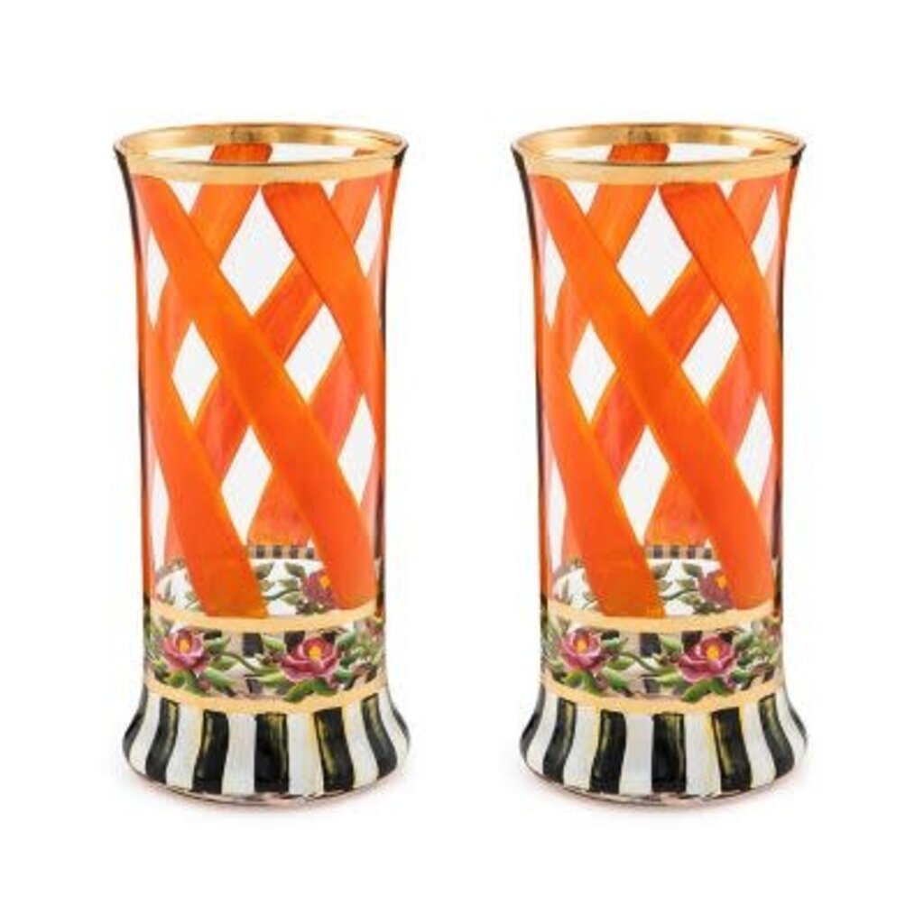 Mackenzie-Childs Maypole Apricot  Highball Glass, set of 2