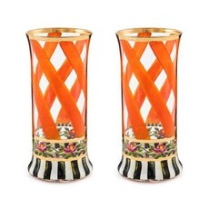 Mackenzie-Childs Maypole Apricot  Highball Glass, set of 2