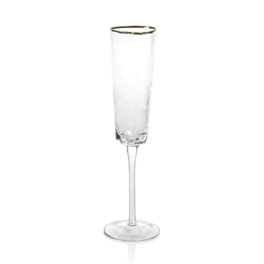 Aperitivo Triangular Champagne Flute, Clear W/Gold Rim