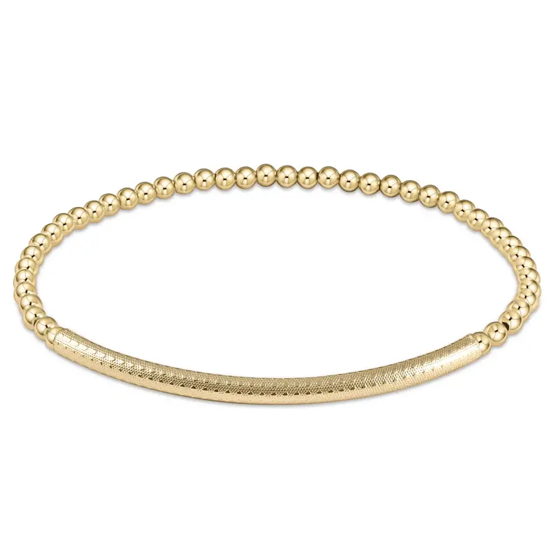 ENewton Design Classic Gold 3mm Bead Bracelet-Bliss Bar Textured