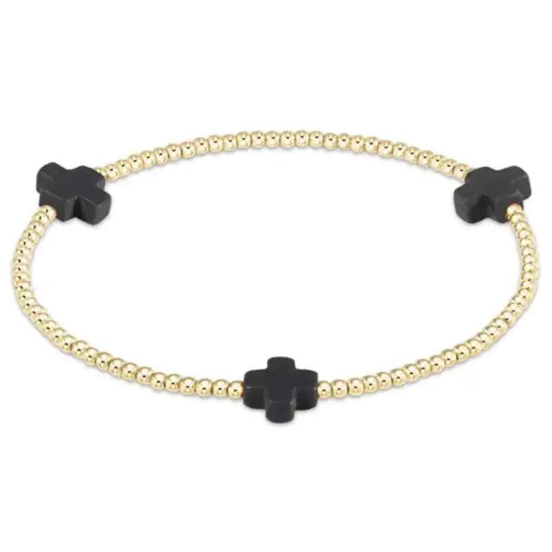ENewton Design Signature Gold Cross Pattern 2mm Bracelet-Onyx