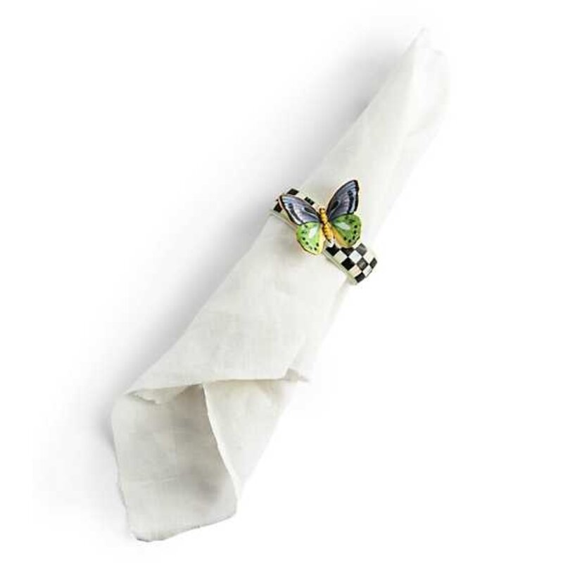 Mackenzie-Childs Butterfly Toile Napkin Rings, set of 4