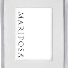 Mariposa White Leather W/Metal Border 5x7 Frame