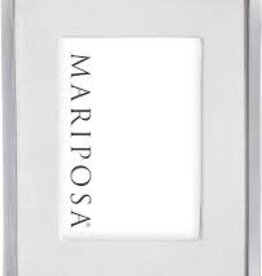 Mariposa White Leather W/Metal Border 5x7 Frame