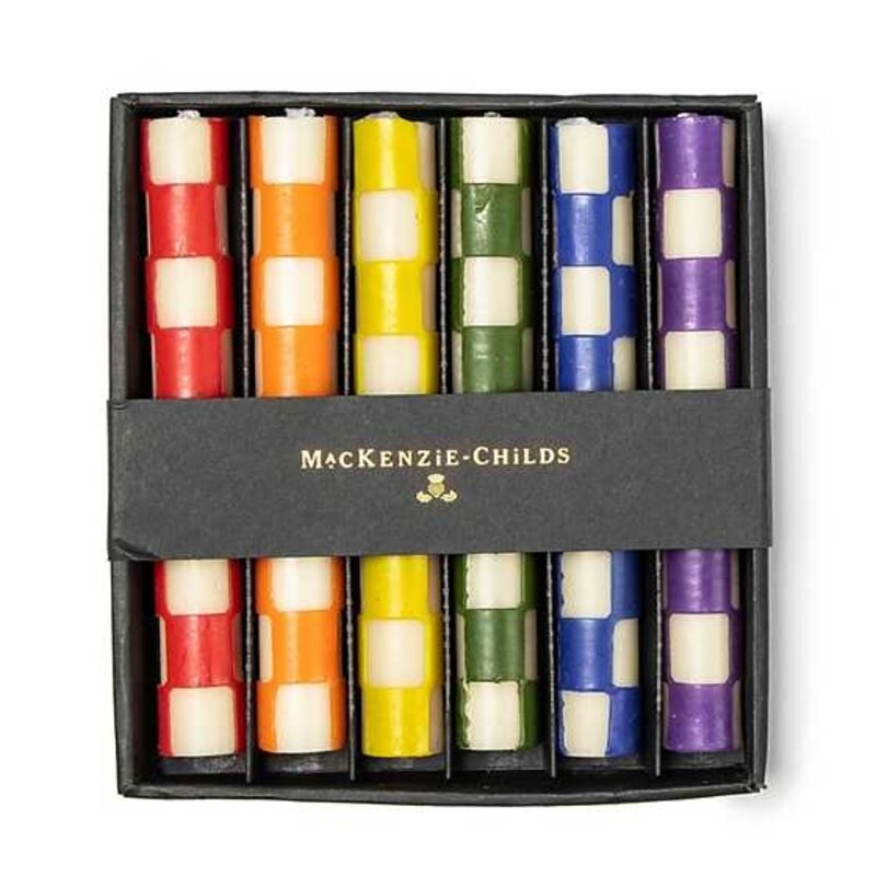 Mackenzie-Childs Mini Dinner Candles - Rainbow, set of 6