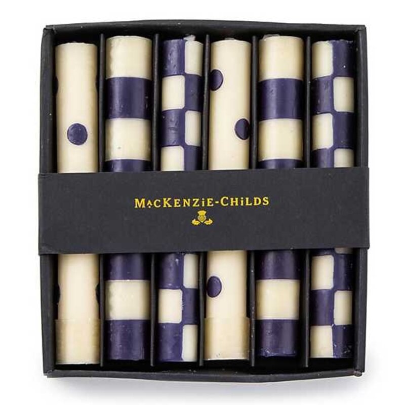 Mackenzie-Childs Mini Dinner Candles - Royal, set of 6