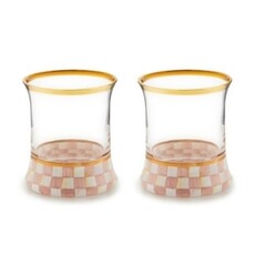 Mackenzie-Childs rosy check tumbler glass, set of 2