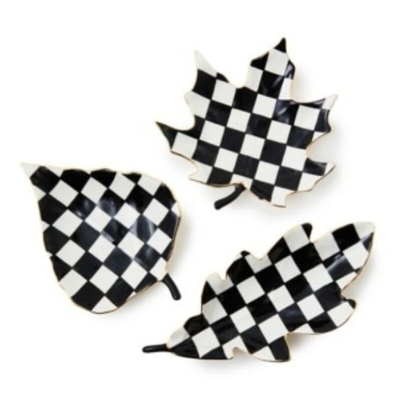 Mackenzie-Childs courtly leaf trinket trays, set of 3