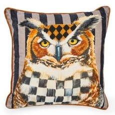 Mackenzie-Childs autumnology check owl throw pillow