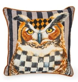 Mackenzie-Childs autumnology check owl throw pillow