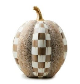 Mackenzie-Childs mocha check & block print tall pumpkin