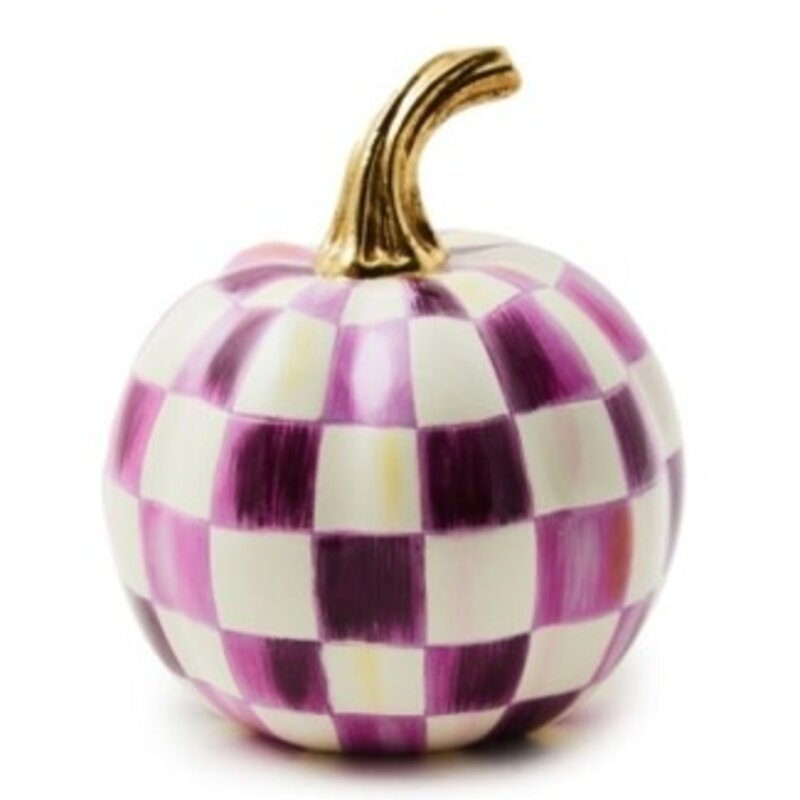 Mackenzie-Childs plum check mini pumpkin