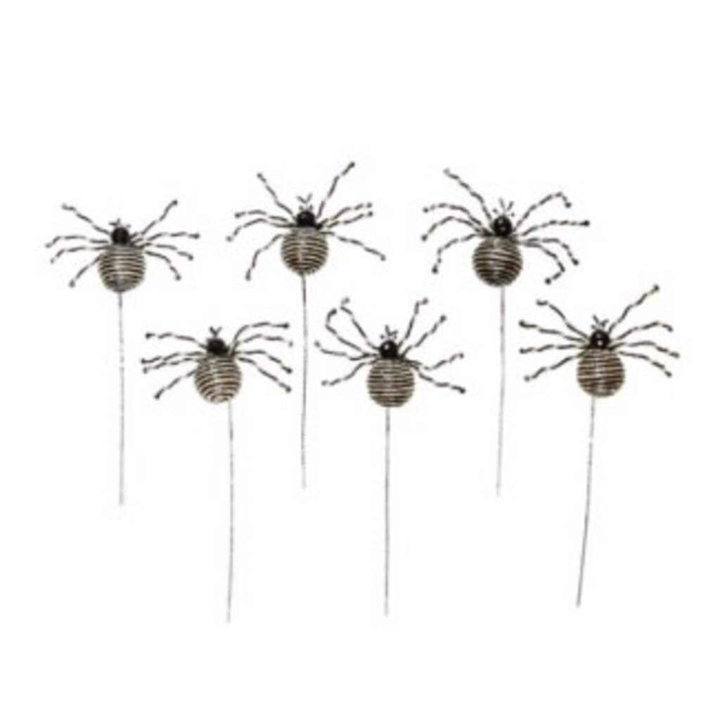 Mackenzie-Childs black & white beaded spider picks, set of 6