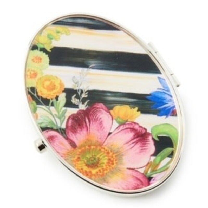 Mackenzie-Childs flower market silver plated compact mirror