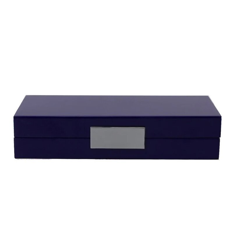 Addison Ross NAVY LACQUER BOX WITH SILVER