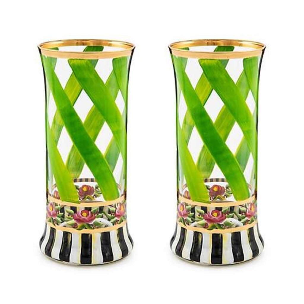 Mackenzie-Childs Maypole Leaf Highball Glass, set of 2