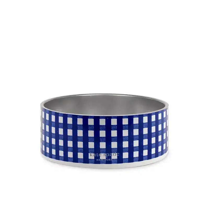 Kate Spade Small Pet Bowl, Navy Gingham