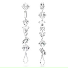 Swarovski Mesmera drop earrings, Mixed cuts, White, Rhodium plated