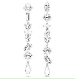 Swarovski Mesmera drop earrings, Mixed cuts, White, Rhodium plated