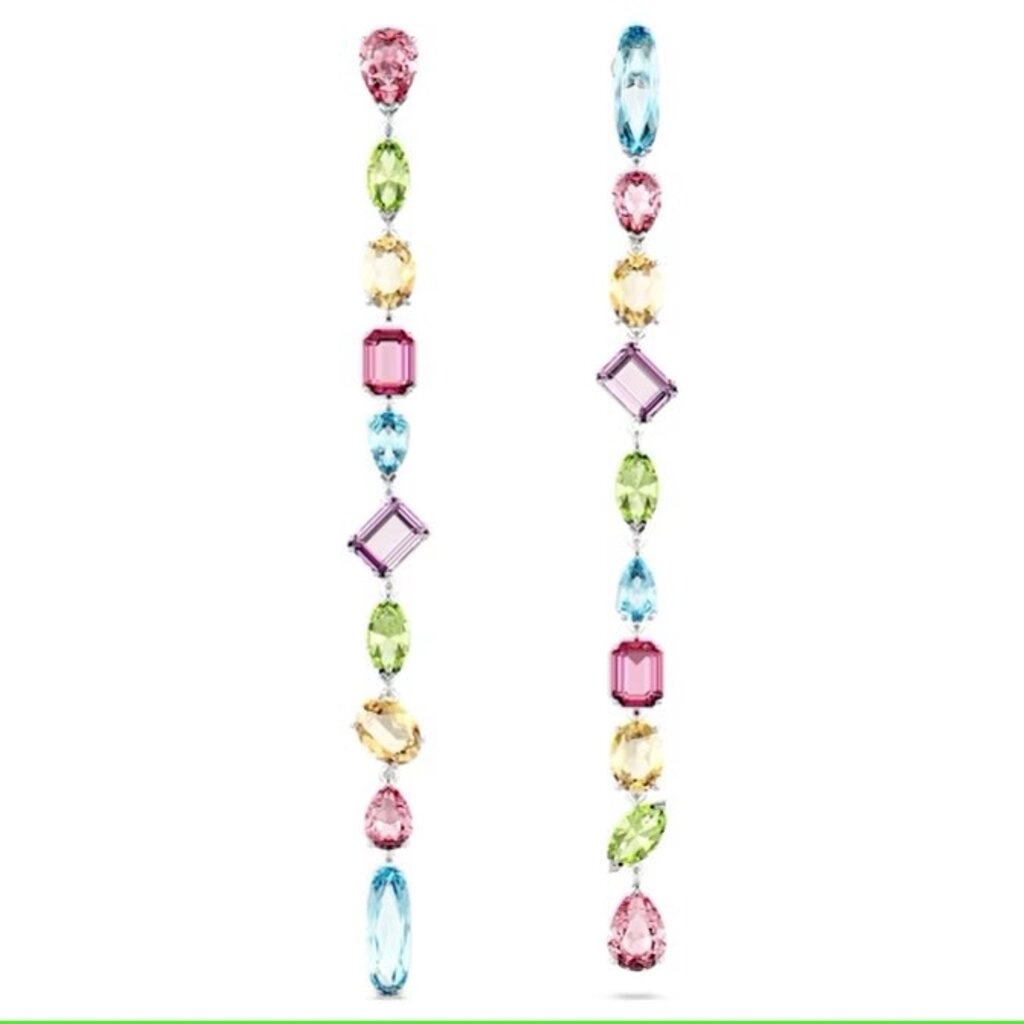 Swarovski Gema drop earrings, Mixed cuts, Multicolored