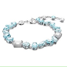 Swarovski Gema Bracelet Mixed cuts, Blue, Rhodium plated