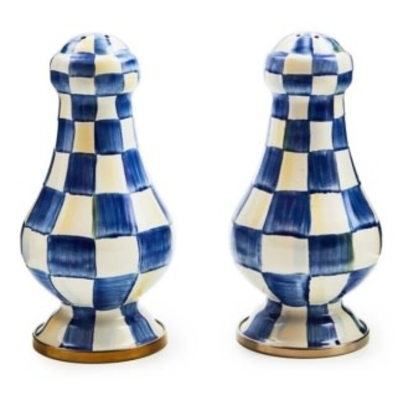 Mackenzie-Childs royal check large salt & pepper shakers